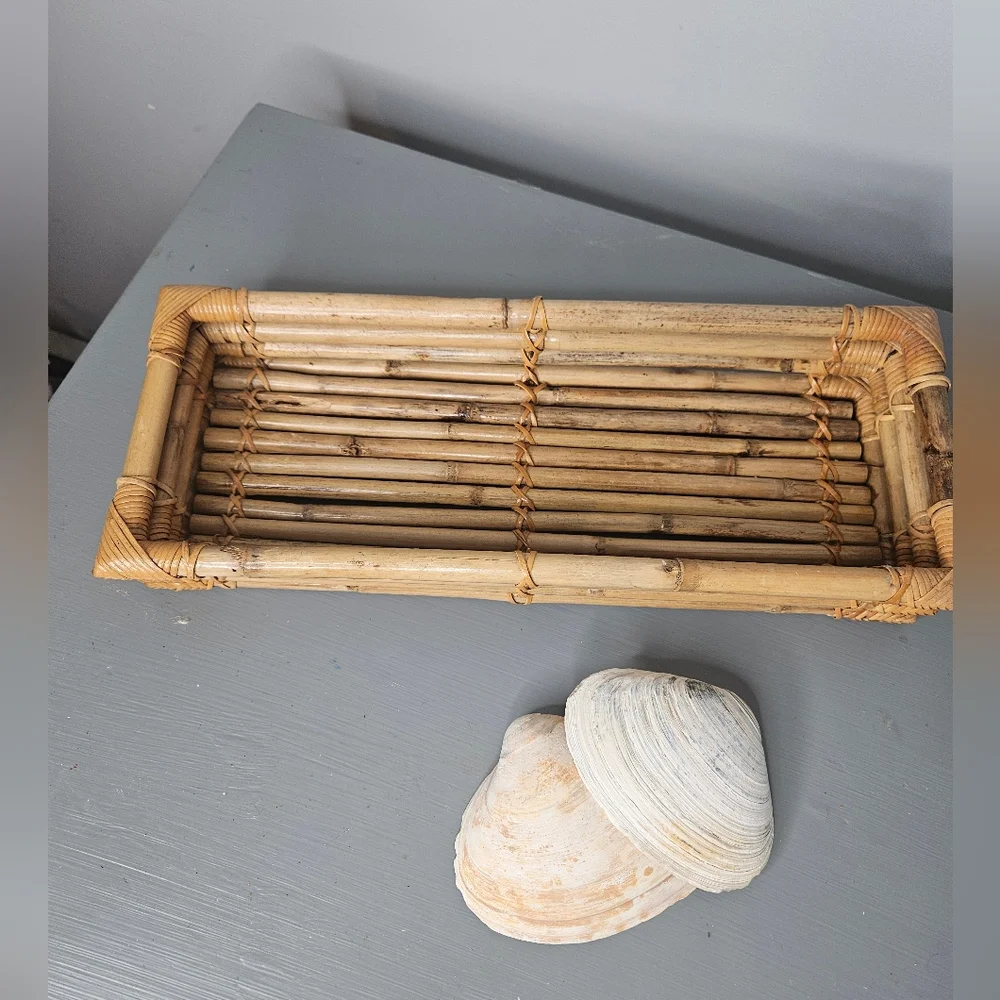 Vintage Bamboo Vanity Tray Bath Accessory 13.5